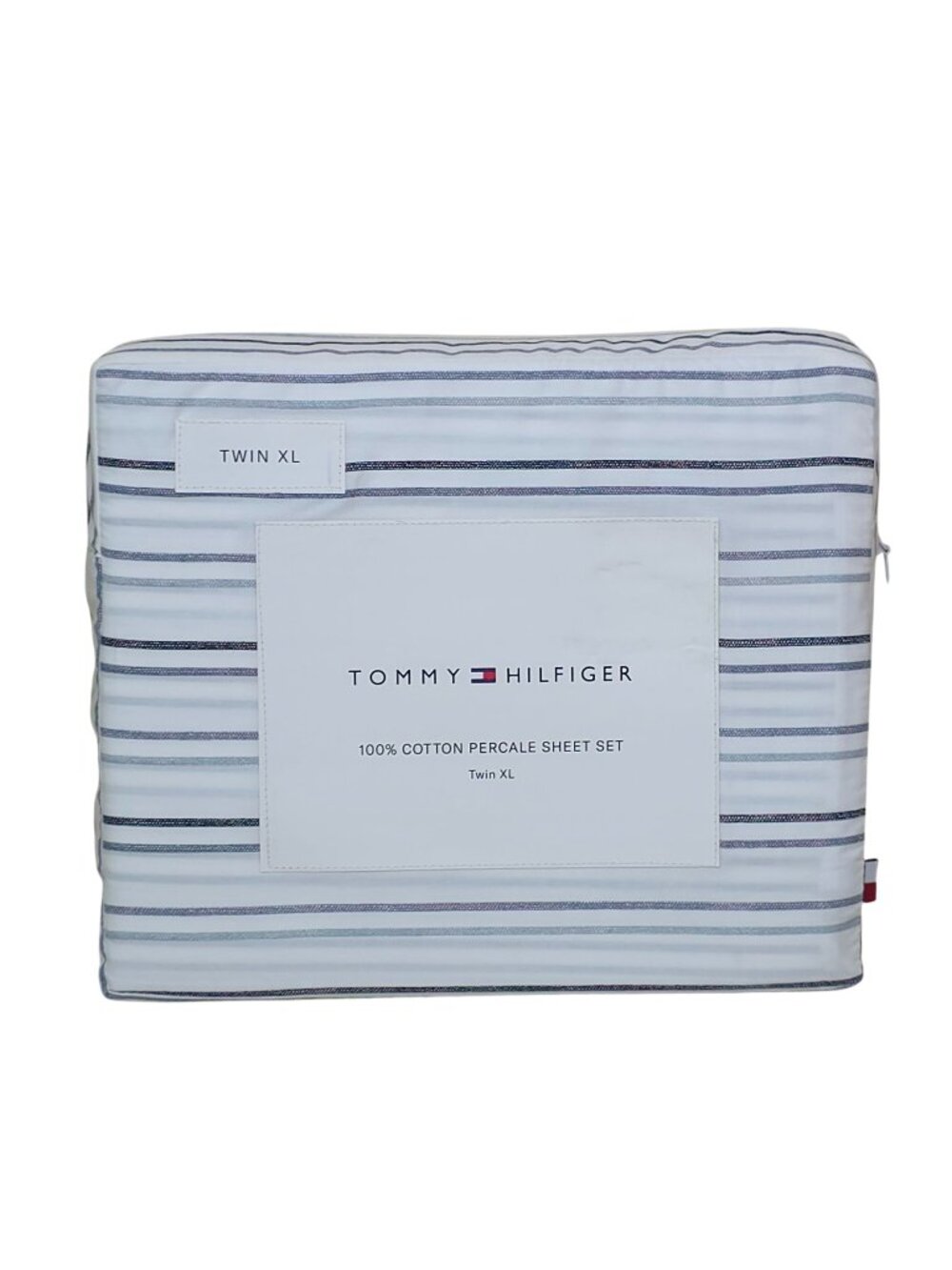 Tommy Hilfiger 100% Cotton Percale Sheet Set Twin XL Seaport Stripe Blue & White
